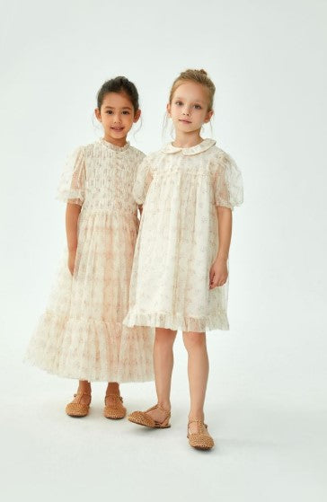 C'era Una Volta Cream Flower Tulle Dress - Girls Special Occasion Dress 6 / Pink C'era Una Volta Cream Flower Tulle Dress - Girls Special Occasion Dress 6 / Pink