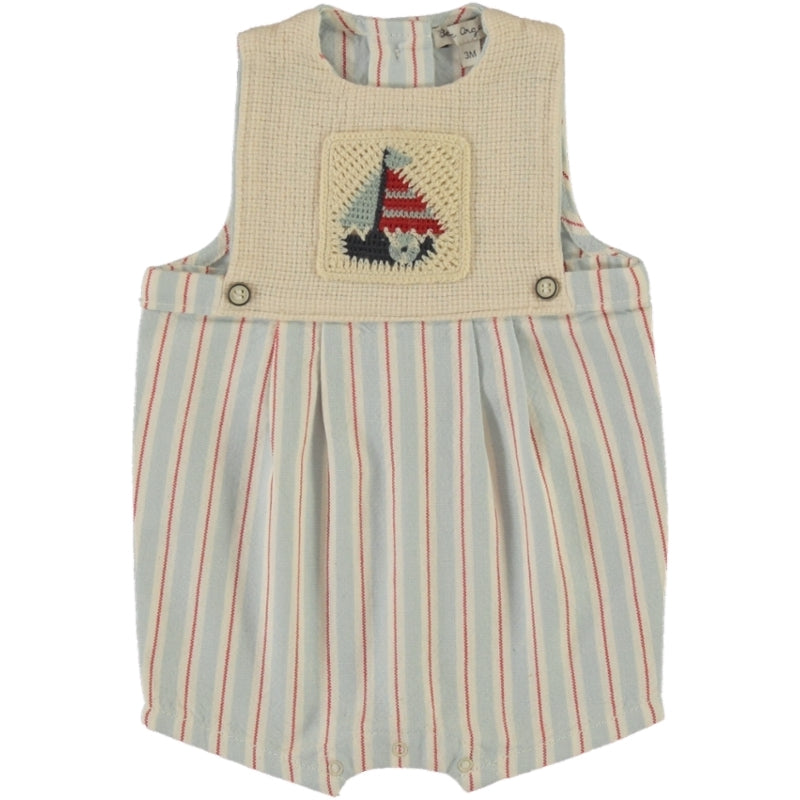 BEBE ORGANIC BLUE/RED STRIPED SAILBOAT ROMPER