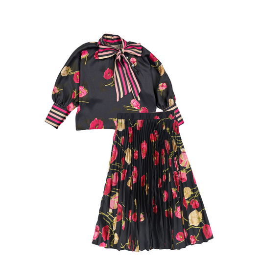 CHRISTINA ROHDE BLACK/HOT PINK FLOWER PRINT SET