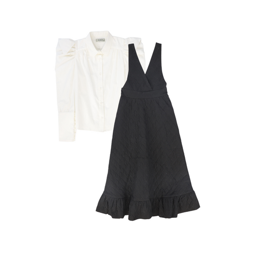 VALENTINA BLACK QUILTED TAFFETA JUMPER SET