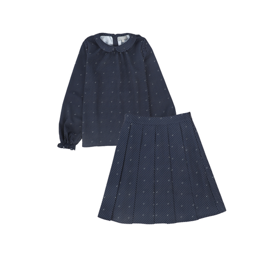BACE COLLECTION NAVY GIRLS STRIPED LOGO SET