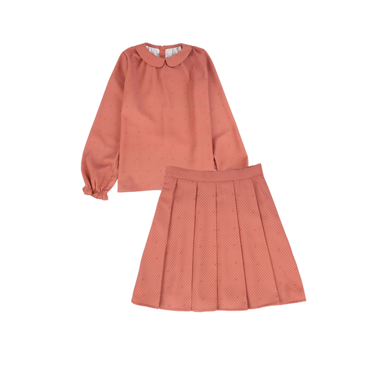 BACE COLLECTION MAUVE STRIPED LOGO BLOUSE SET