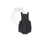 BACE COLLECTION GREY STRIPED WOOL ROMPER SET