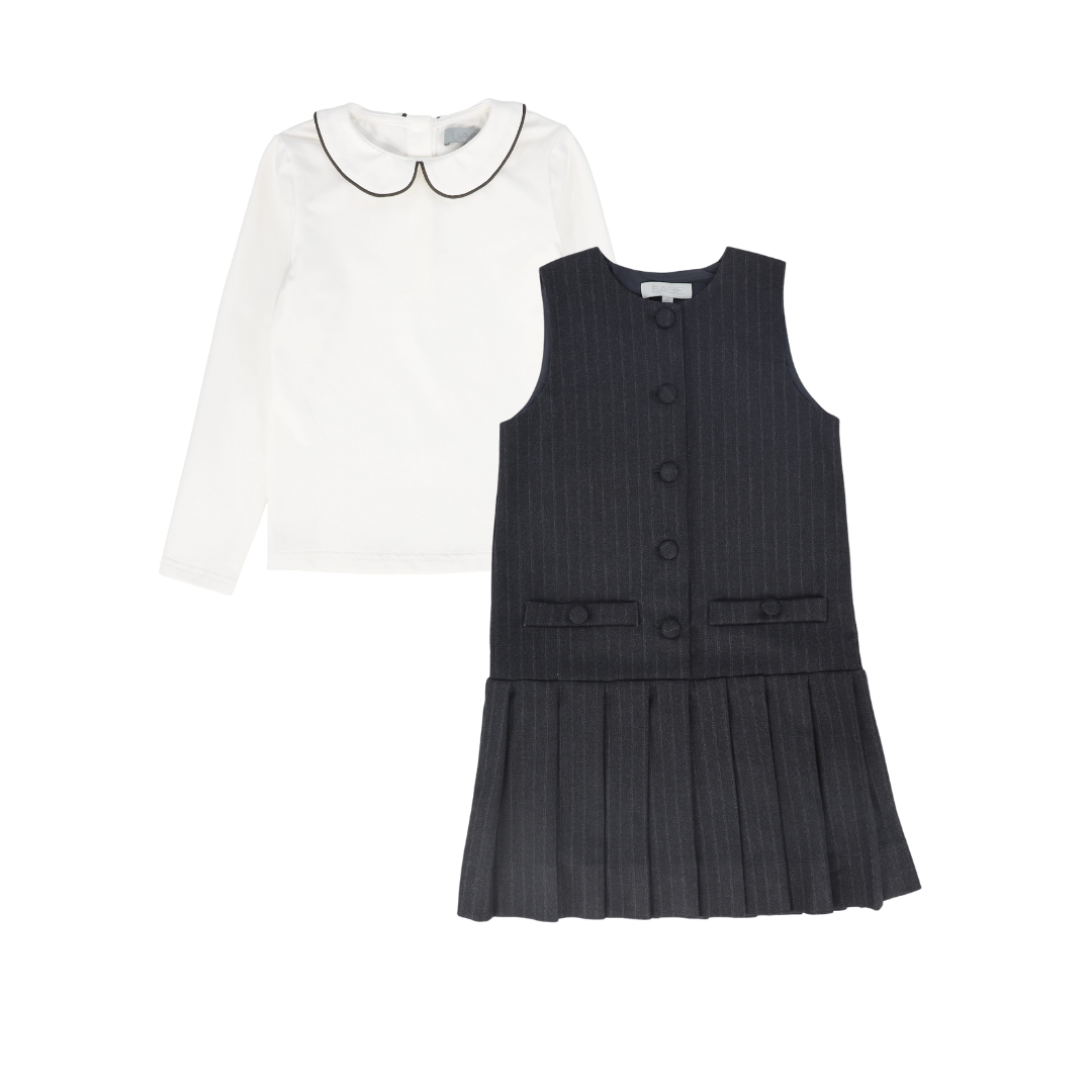 BACE COLLECTION GREY STRIPED BUTTON JUMPER SET
