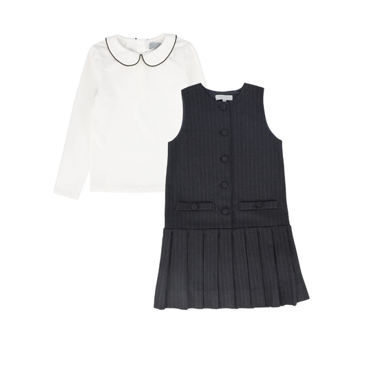 BACE COLLECTION GREY STRIPED BUTTON JUMPER SET