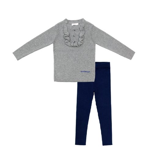 COCO BLANC GREY RUFFLE TRIM SWEATER SET