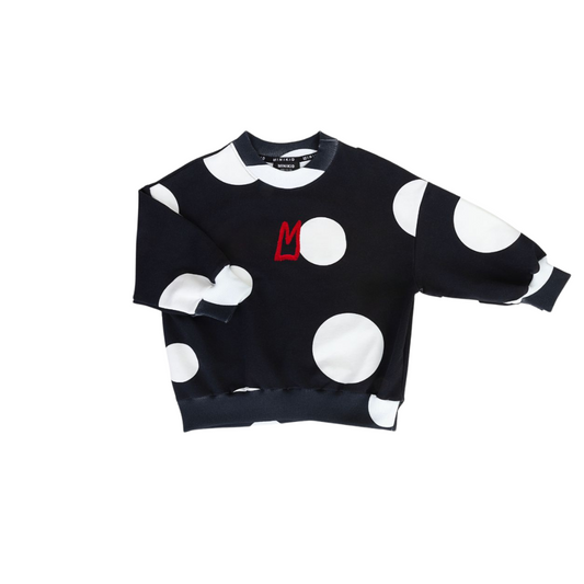 MINIKID BLACK/WHITE DOTTED LOGO SWEATSHIRT