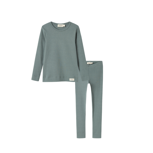 MARMAR COPENHAGEN DUSTY GREEN RIBBED T-SHIRT SET