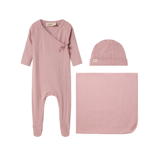 MARMAR COPENHAGEN DEEP PINK RIBBED WRAP SET