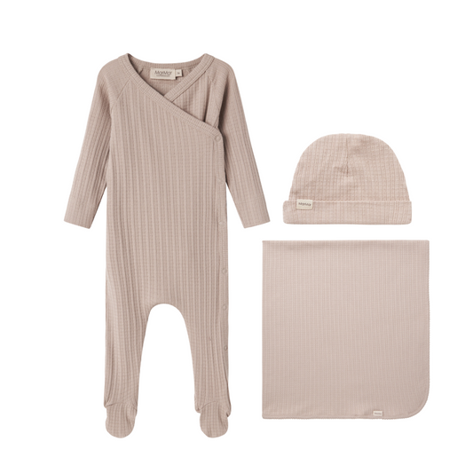 MARMAR COPENHAGEN BEIGE RIBBED WRAP SET