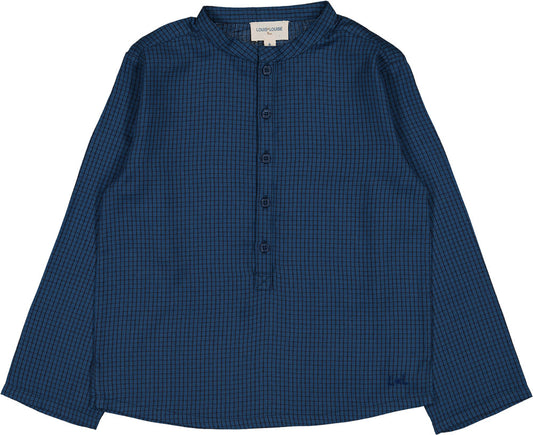 LOUIS LOUISE NAVY TWILL BRUSHED CHECK SHIRT [Final Sale]