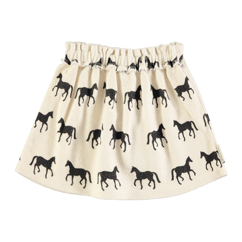 PIUPIUCHICK ECRU/BLACK HORSE PRINT MINI SKIRT