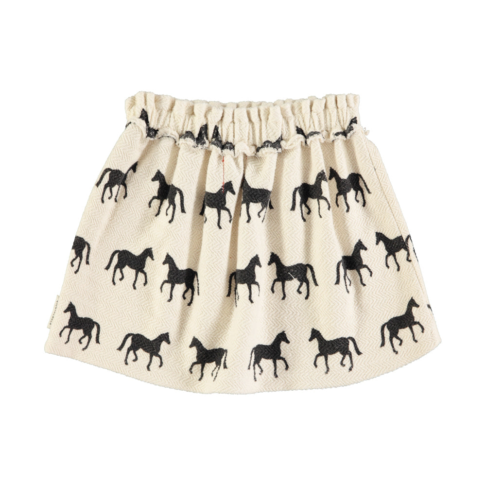 PIUPIUCHICK ECRU/BLACK HORSE PRINT MINI SKIRT