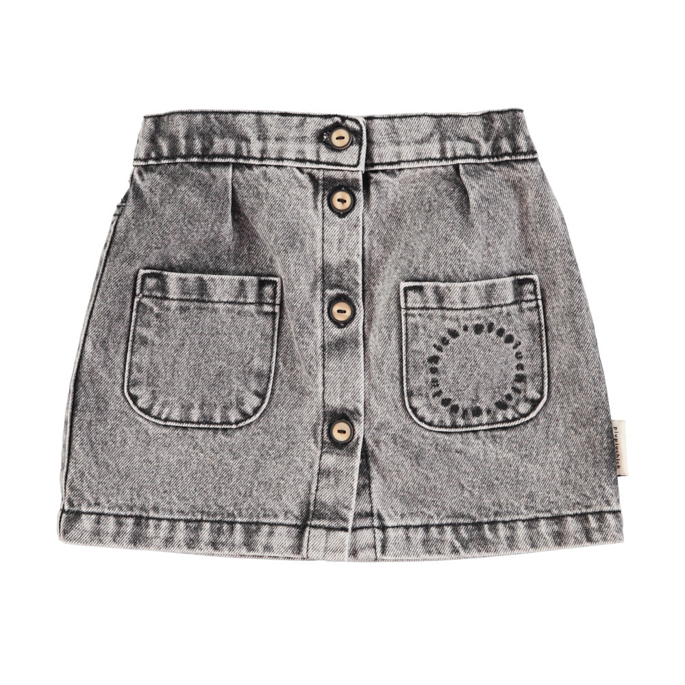 PIUPIUCHICK BLACK DENIM WASH MINI SKIRT