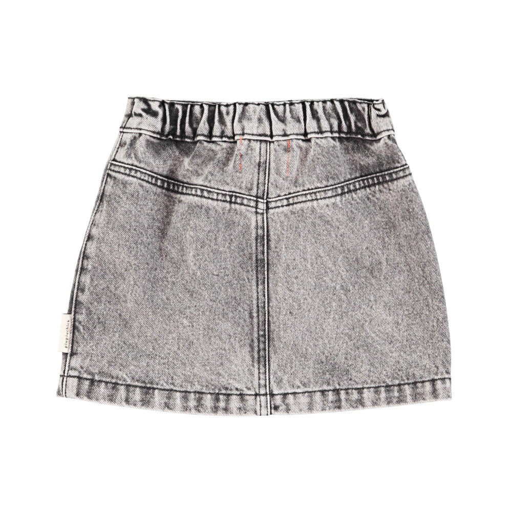 PIUPIUCHICK BLACK DENIM WASH MINI SKIRT