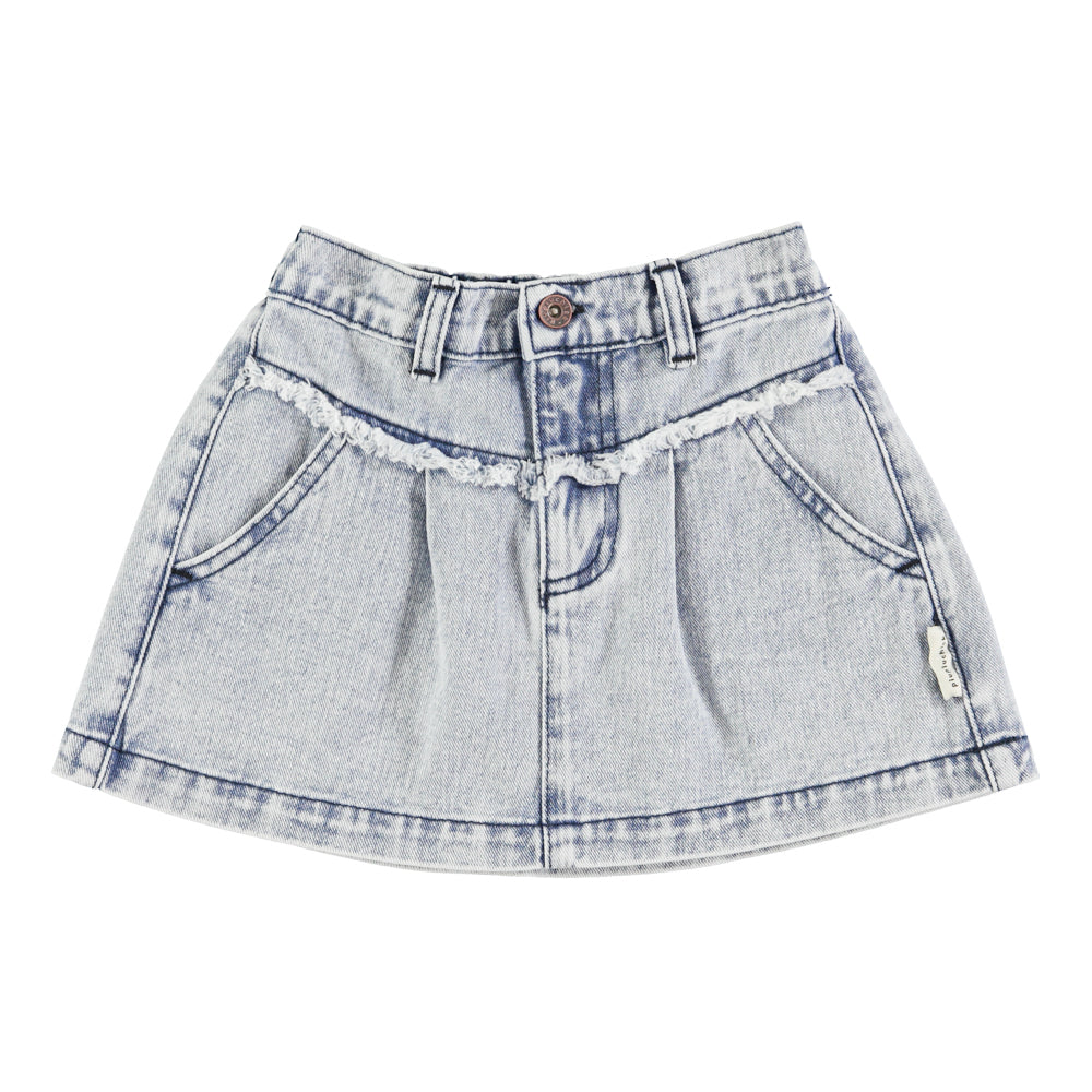 PIUPIUCHICK LIGHT BLUE DENIM WASH MINI SKIRT