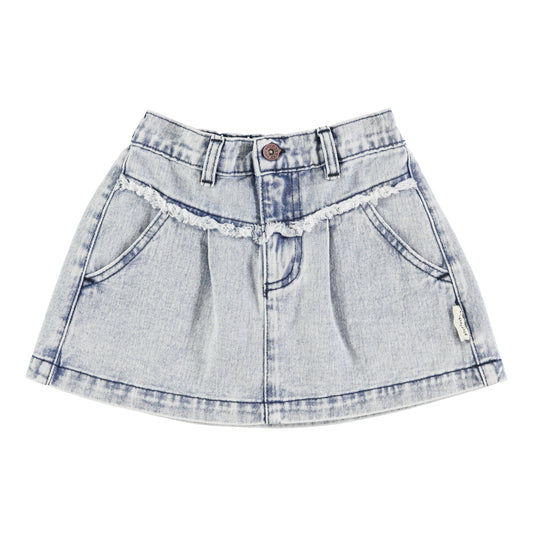 PIUPIUCHICK LIGHT BLUE DENIM WASH MINI SKIRT