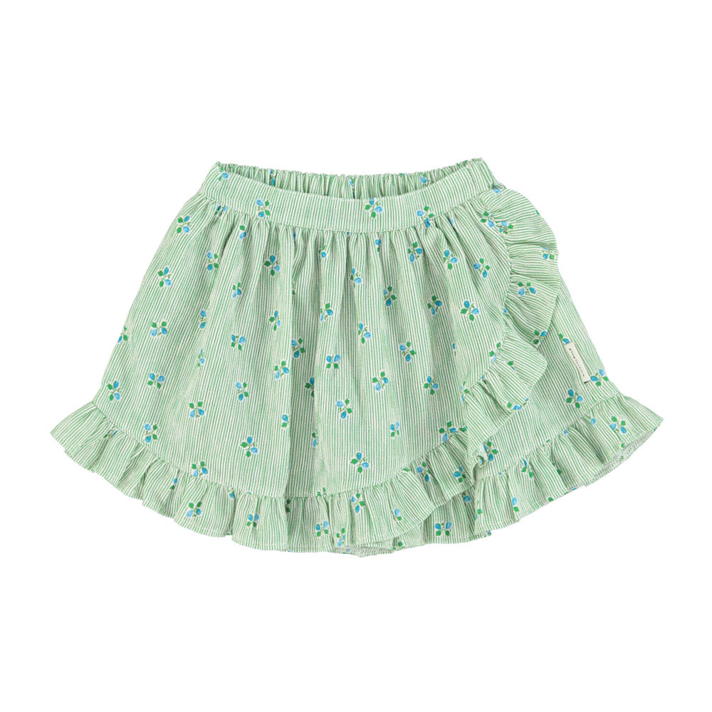 PIUPIUCHICK GREEN FLORAL RUFFLE SKIRT [FINAL SALE]