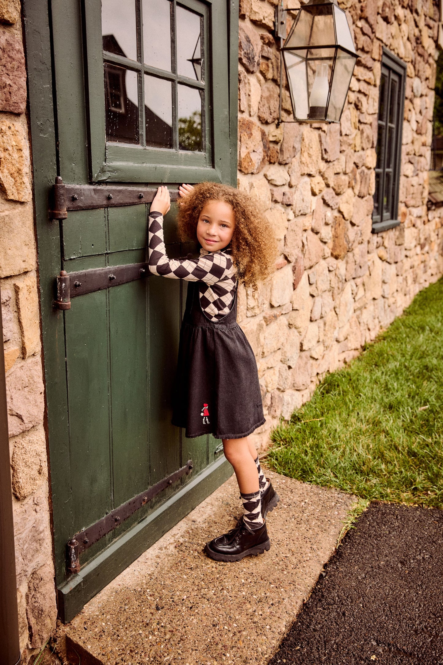 LITTLE PARNI BLACK ARGYLE TURTLENECK