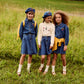 LITTLE PARNI BLUE DENIM EMBLEM DRESS