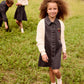 LITTLE PARNI BLACK DENIM EMBLEM DRESS