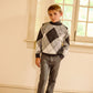 LITTLE PARNI GREY ARGYLE SWEATER