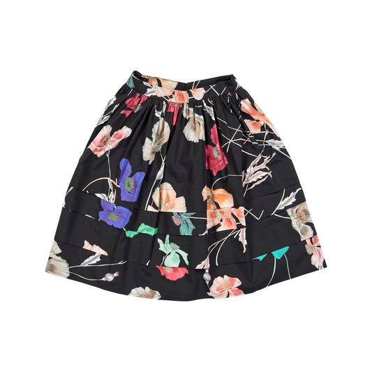 CHRISTINA ROHDE BLACK/TEAL FLOWER SKIRT