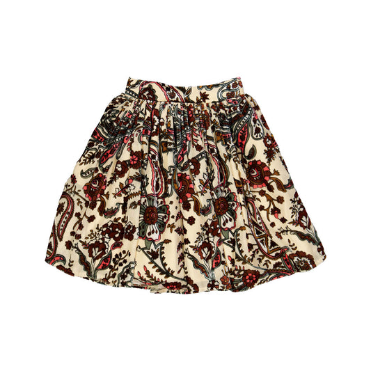 OLIVIA ROHDE BIEGE BLACK/RED FLORAL FLARE SKIRT