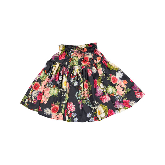CHRISTINA ROHDE BLACK/PINK FLORAL FLARE SKIRT