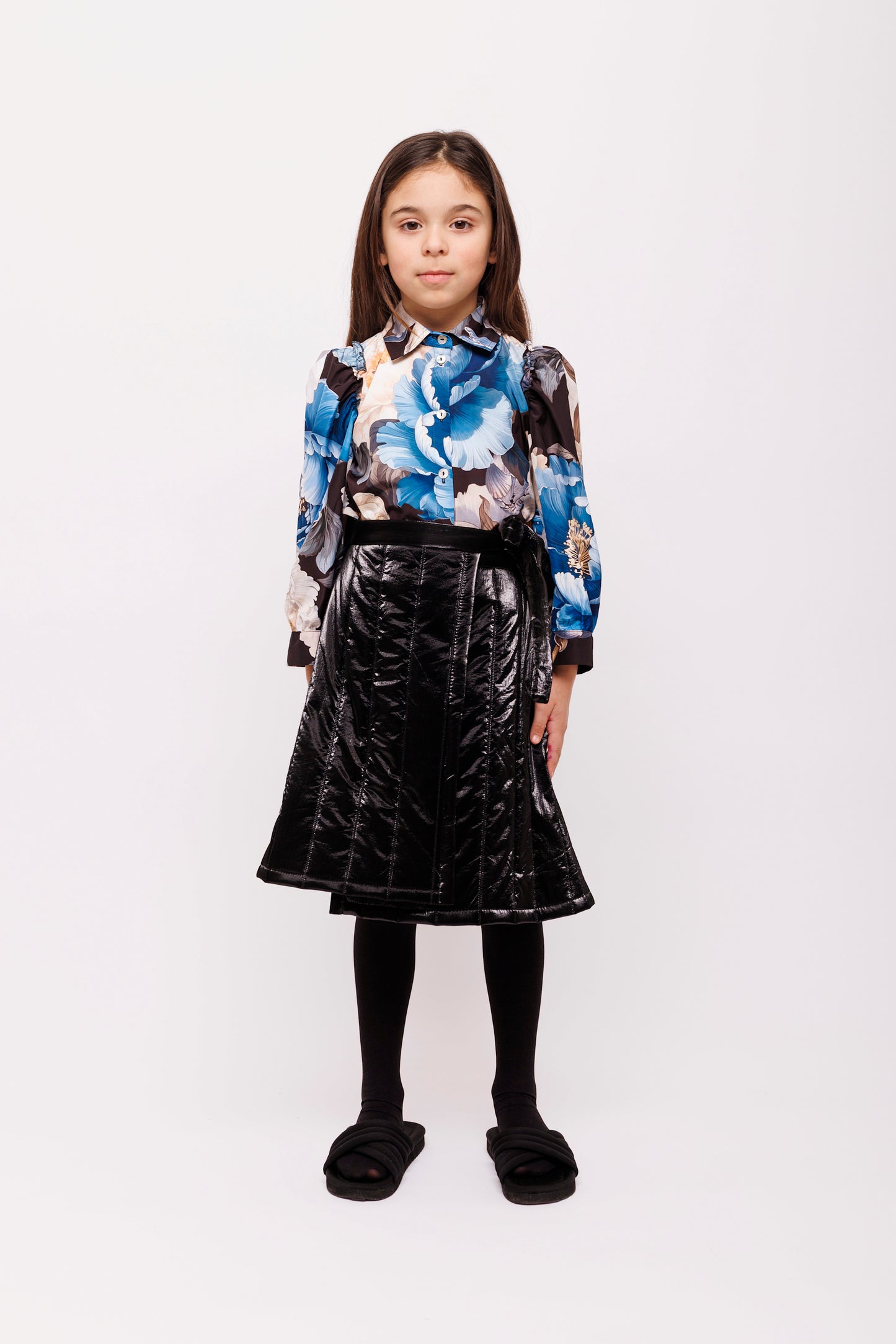 CHRISTINA ROHDE BLACK QUILTED VELOUR SKIRT