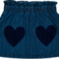 LOUIS LOUISE BLUE DENIM HEART PATCH SKIRT