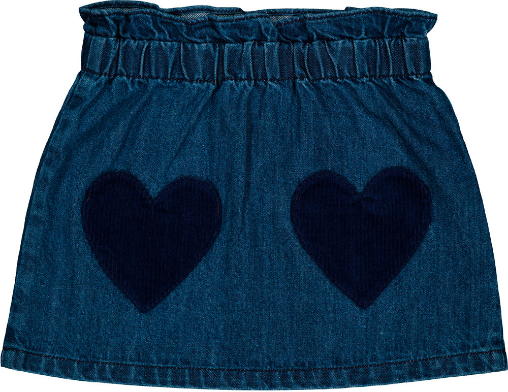 LOUIS LOUISE BLUE DENIM HEART PATCH SKIRT