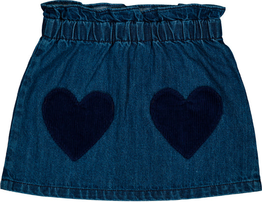 LOUIS LOUISE BLUE DENIM HEART PATCH SKIRT
