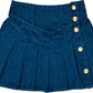 LOUIS LOUISE BLUE DENIM DROP WAIST PLEATED SKIRT