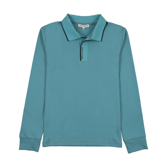 3 BUTTONS LIGHT BLUE/BLUE STRIPE TRIM POLO