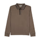 3 BUTTONS MOCHA/BLACK STRIPE TRIM POLO