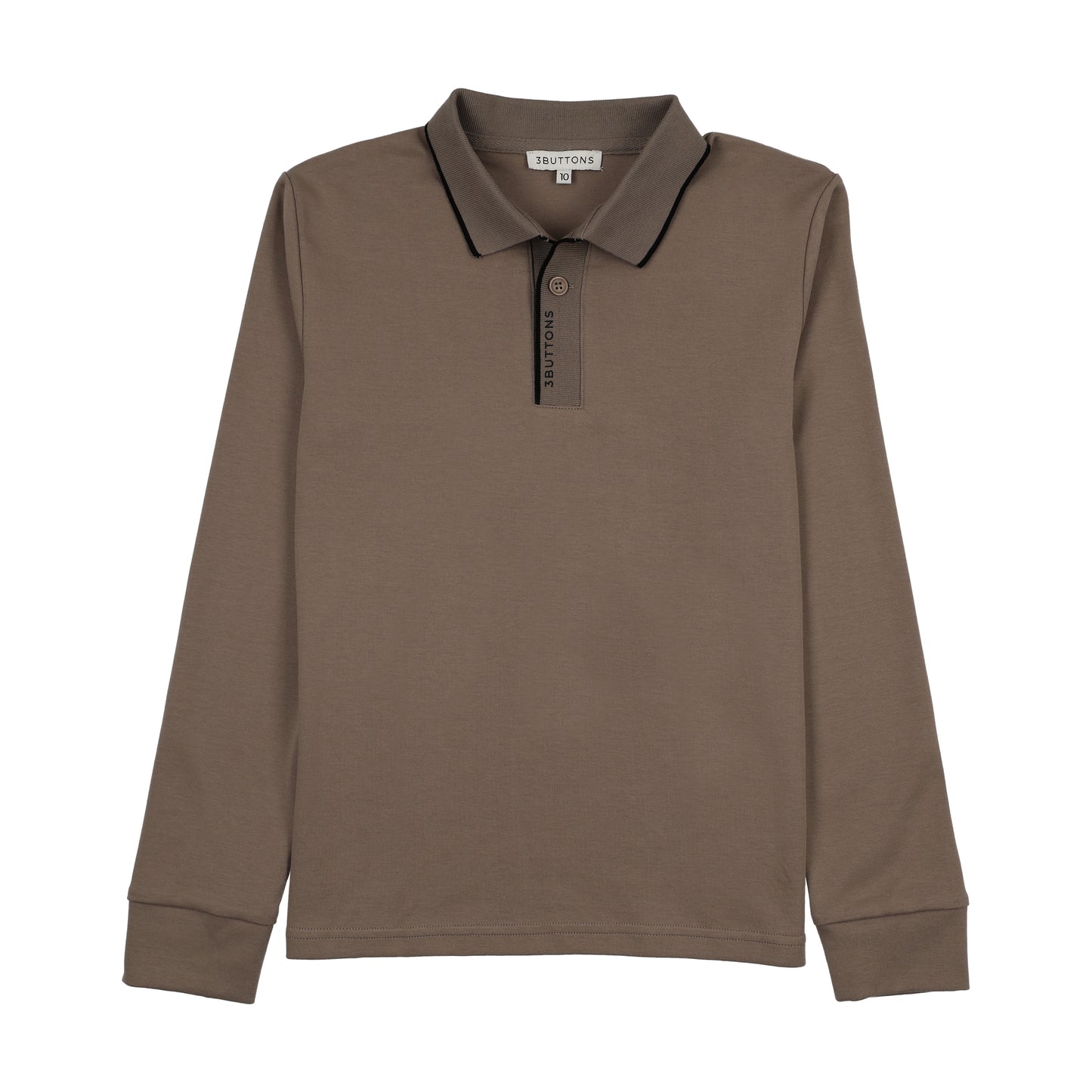 3 BUTTONS MOCHA/BLACK STRIPE TRIM POLO