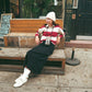 URBAN EDGE BURGUNDY STRIPED RUGBY SWEATSHIRT