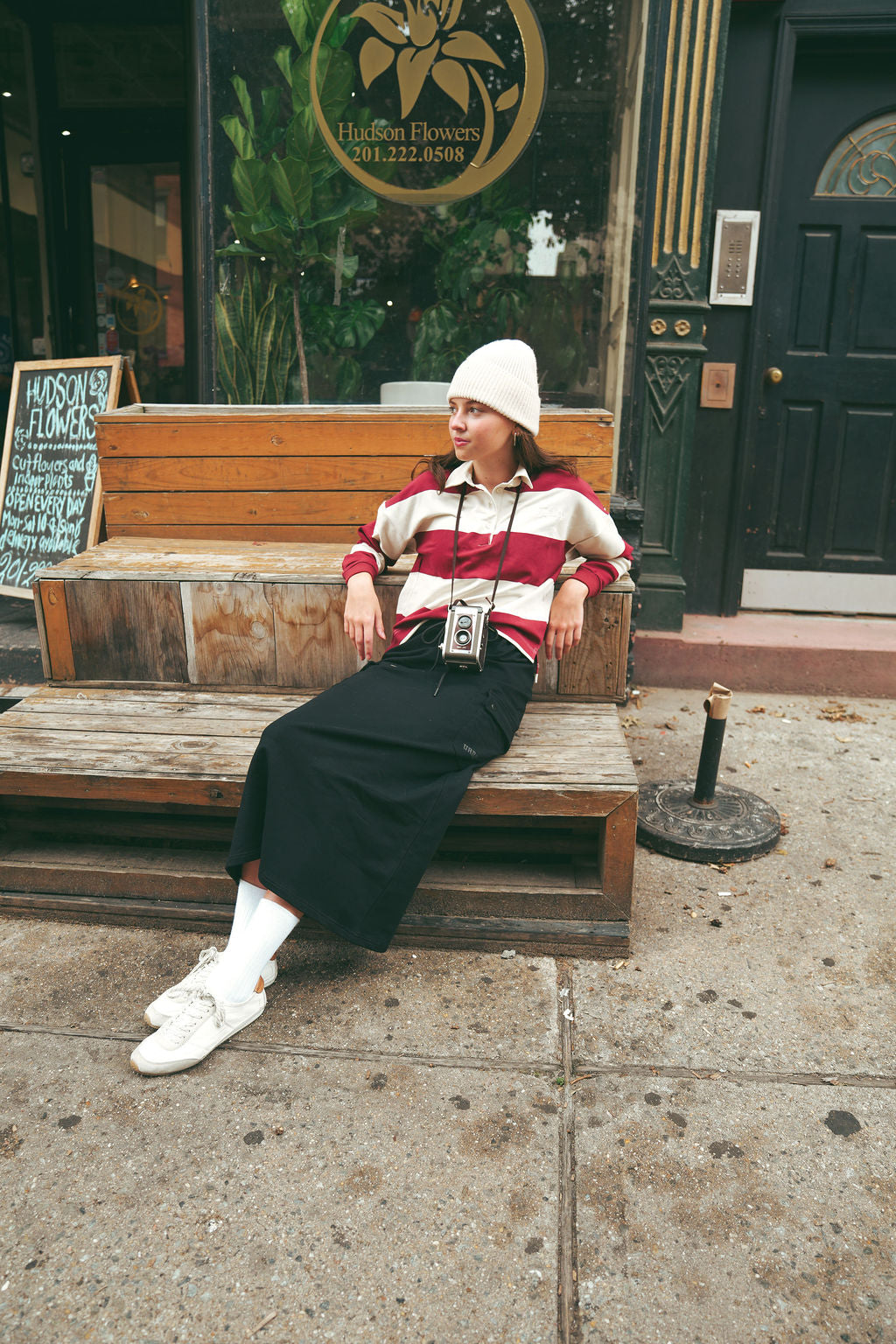 URBAN EDGE BURGUNDY STRIPED RUGBY SWEATSHIRT