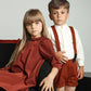 LITTLE TEMPEST RUST TAFFETA BUTTON DRESS