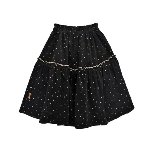 HEBE BLACK CORDUROY DOTTED SKIRT [Final Sale]