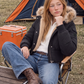 SCOTCH BONNET BLACK/NATURAL FUR TRIM CROPPED PUFFER COAT