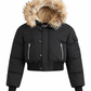 SCOTCH BONNET BLACK/NATURAL FUR TRIM CROPPED PUFFER COAT