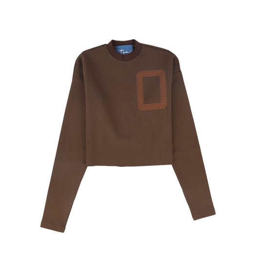 TEA BROWN EMBROIDERED SWEATER
