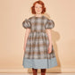 THE MIDDLE DAUGHTER LIGHT BLUE CHECKED PUFF SLEEVE DRESS