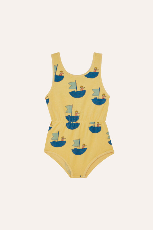 THE CAMPAMENTO YELLOW SAILBOAT TERRY ROMPER