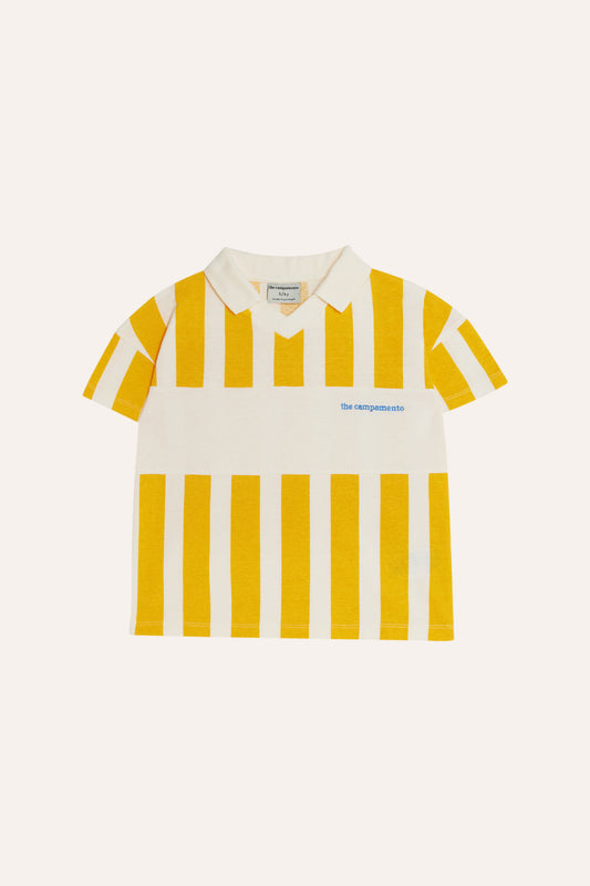 THE CAMPAMENTO YELLOW/WHITE STRIPED POLO