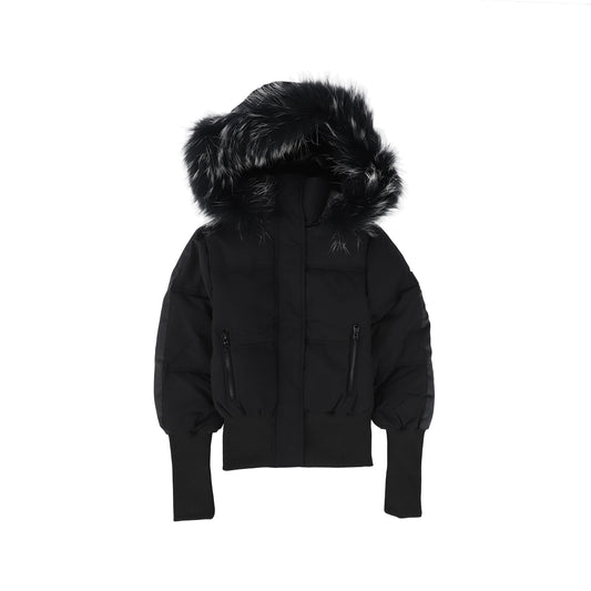 SCOTCH BONNET BLACK OMBRE FUR TRIM PUFFER COAT