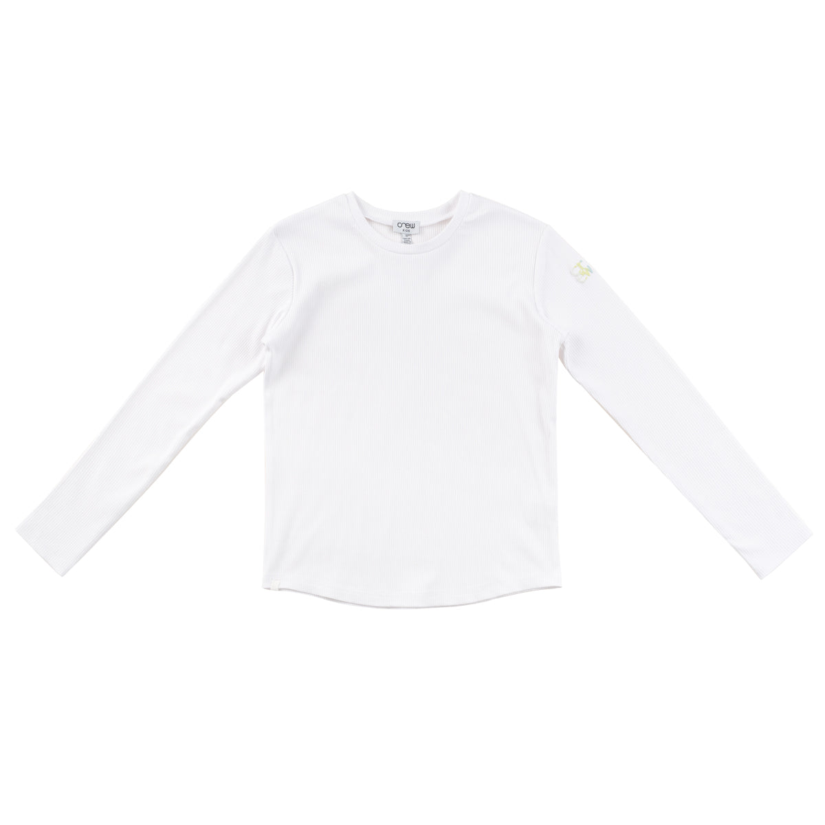 CREW KIDS WHITE/GREEN RIB TEE [FINAL SALE]