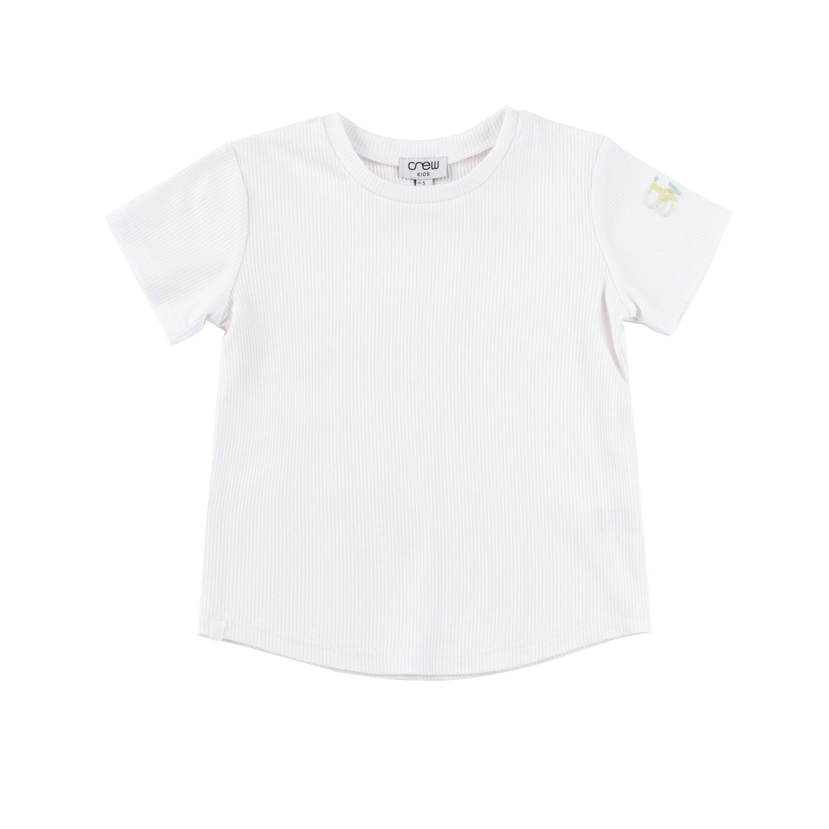 CREW KIDS WHITE/GREEN RIB TEE [FINAL SALE]